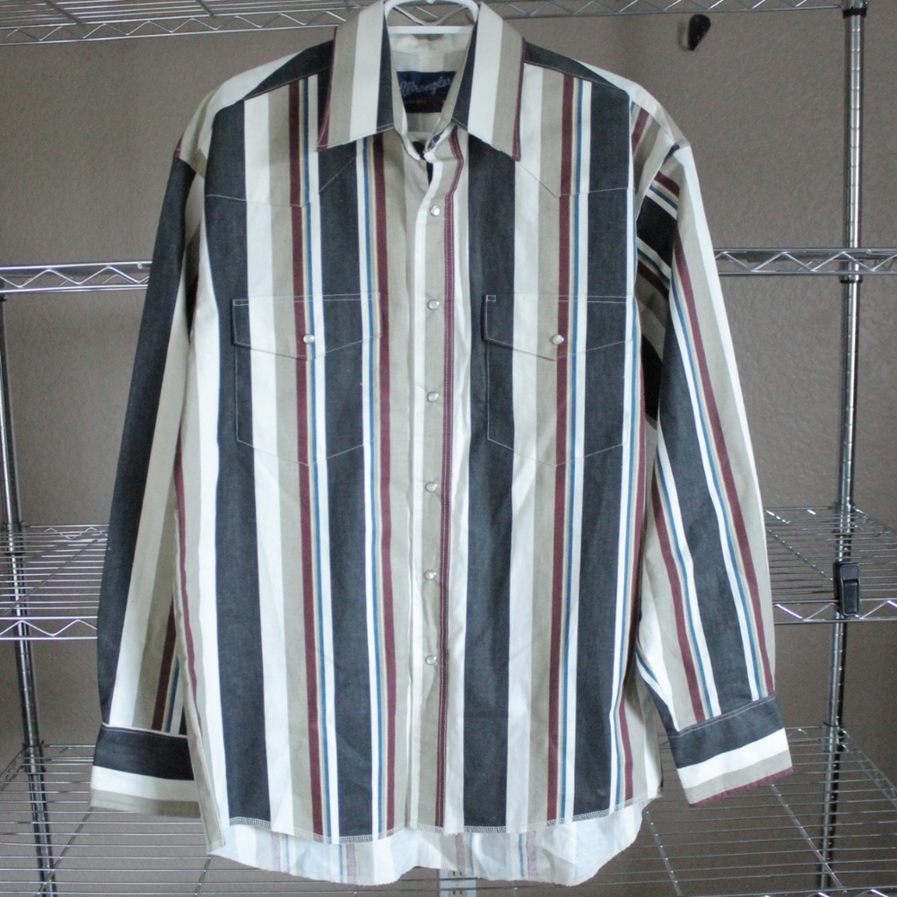 Vintage Wrangler Western Pearl Snap Shirt Large 16